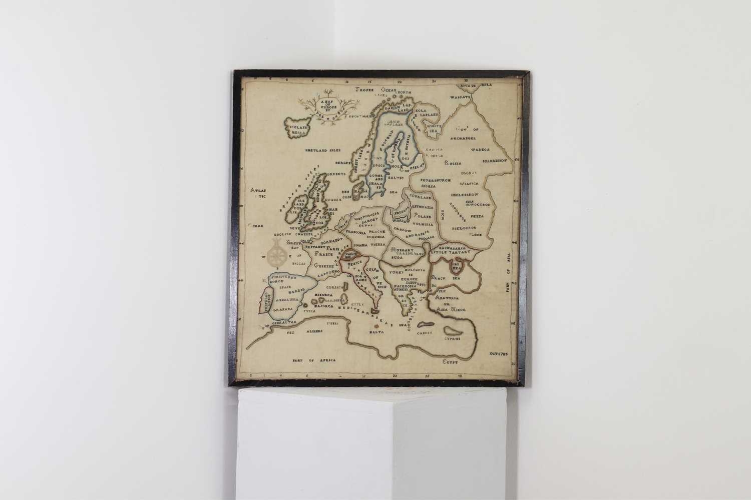 Lot 378 - A George III embroidered map sampler of Europe