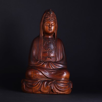 Lot 116 - A hardwood figure of Guanyin