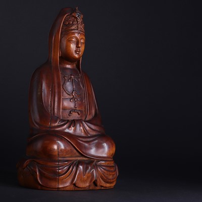 Lot 116 - A hardwood figure of Guanyin
