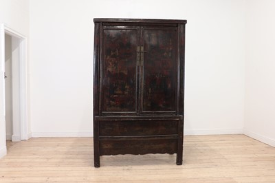 Lot 215 - A lacquered wooden marriage cabinet