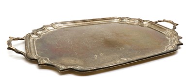 Lot 26 - A silver twin handled tray