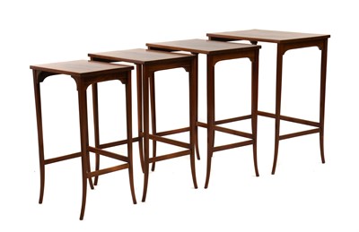 Lot 378 - A set of Edwardian mahogany quartetto tables