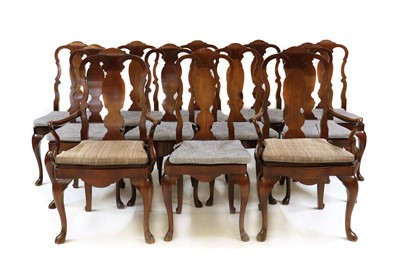 Lot 437 - A set of twelve Queen Anne style mahogany dining chairs