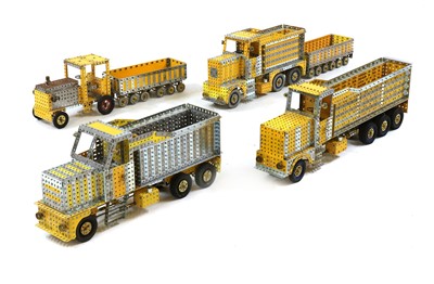 Lot 330 - A group of three of scratch-built Meccano trucks