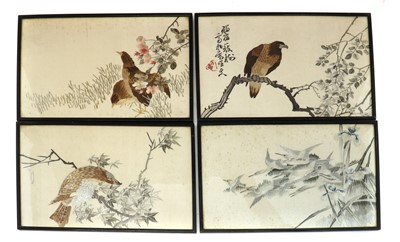 Lot 78 - A collection of four Japanese embroidered panels