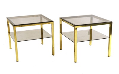 Lot 490 - A pair of brass side tables