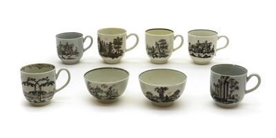 Lot 215 - A collection of Worcester porcelain en grisaille tea wares