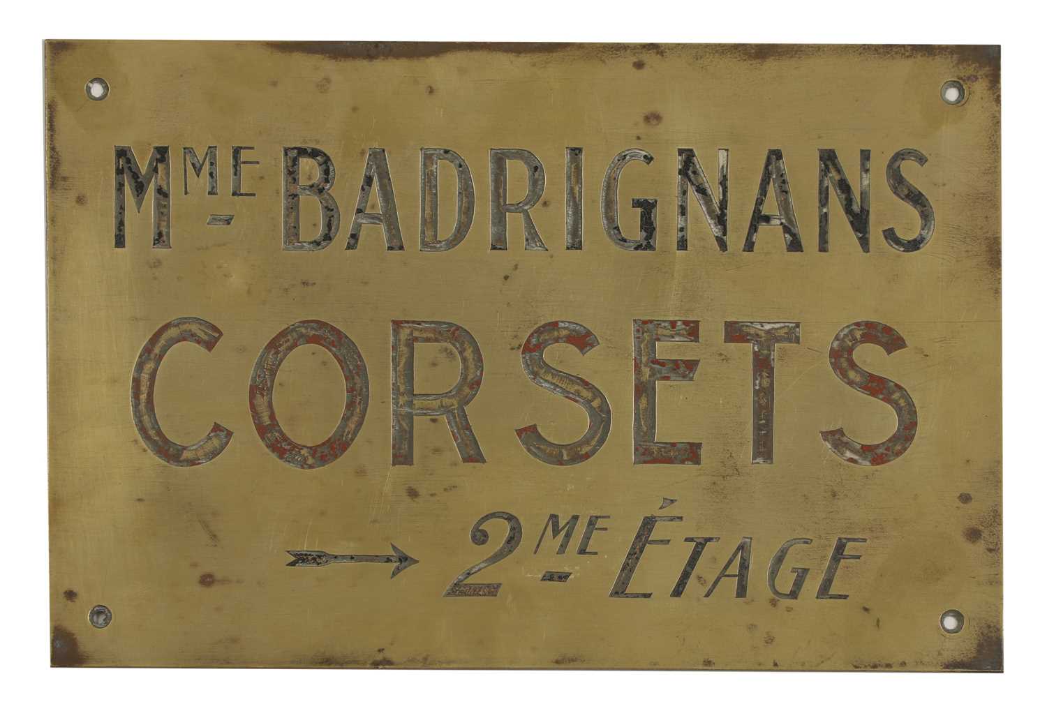 Lot 541 - An acid-etched brass advertising sign