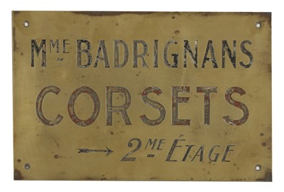 Lot 541 - An acid-etched brass advertising sign