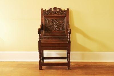 Lot 397 - An oak wainscot chair