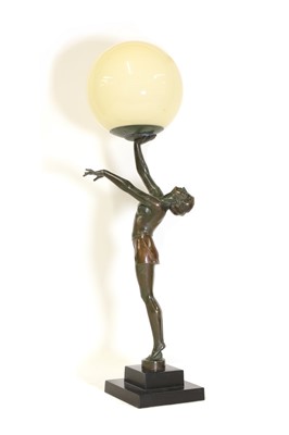 Lot 243 - An Art Deco spelter figural table lamp