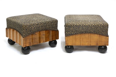Lot 256 - A pair of Art Deco walnut stools