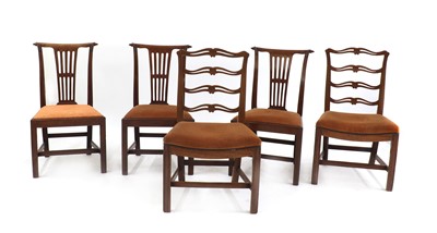 Lot 426 - Three Georgian mahogany scroll back dining chairs