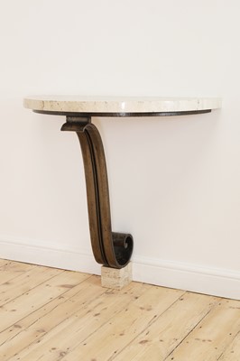 Lot 194 - A French Art Deco wrought iron and marble console