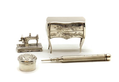 Lot 10 - A cased silver novelty commode