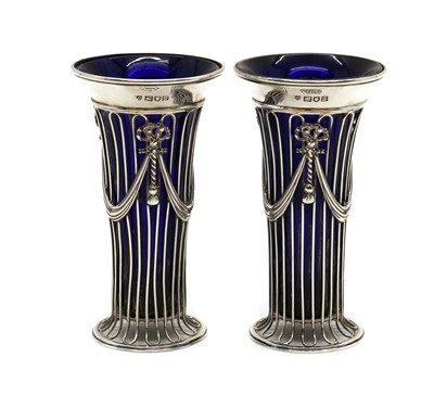 Lot 9 - A pair of George V silver vases