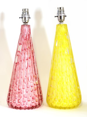Lot 482 - A pair of Italian Murano Sommerso glass table lamps
