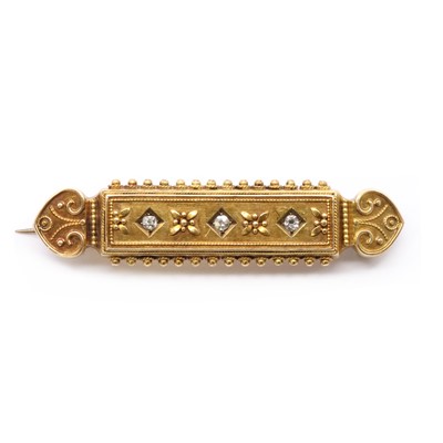 Lot 2 - A Victorian gold diamond bar brooch