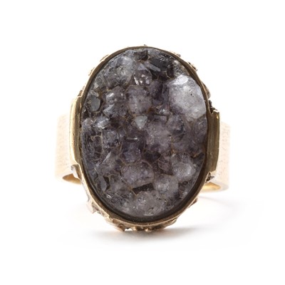 Lot 1081 - A 9ct gold amethyst drusy ring, by Graham Watling, c.1970