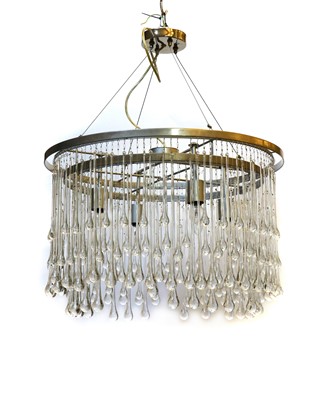 Lot 559 - A modern glass and steel chandelier