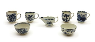 Lot 223 - A collection of blue and white Lowestoft porcelain tea wares
