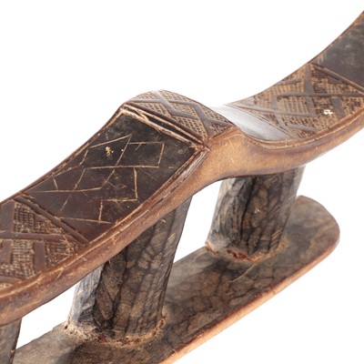 Lot 32 - A Kuba People carved softwood double headrest