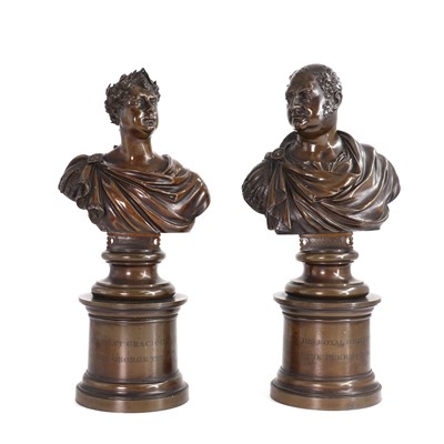 Lot 133 - A pair of Regency bronze busts of George IV and the Duke of York