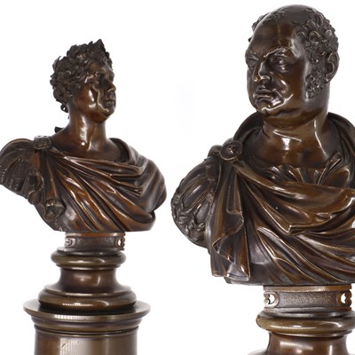 Lot 133 - A pair of Regency bronze busts of George IV and the Duke of York