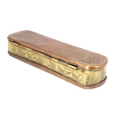 Lot 26 - An unusual copper and brass tobacco box