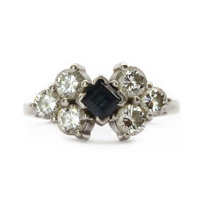 Lot 190 - A platinum sapphire and diamond ring