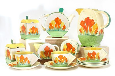 Lot 213 - A collection of Clarice Cliff ‘Sungleam Crocus’ Bonjour shaped items