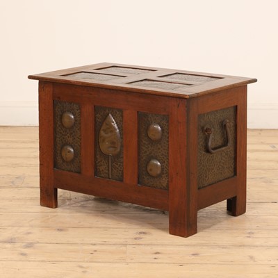 Lot 84 - An Arts and Crafts mahogany and copper-mounted log box