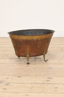 Lot 87 - A 'Birmingham Guild of Handicraft' brass and copper log bin