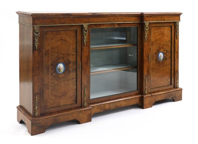 Lot 427 - A Victorian walnut and gilt-metal inverted breakfront credenza