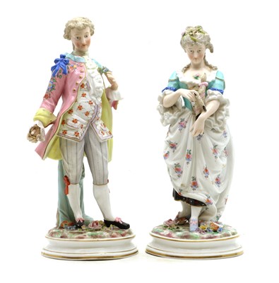 Lot 130 - A pair of large continental porcelain figures