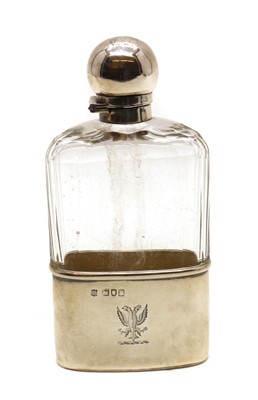Lot 11 - A silver mounted and cut glass hip flask