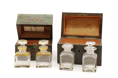Lot 250 - A green tortoiseshell scent bottle box