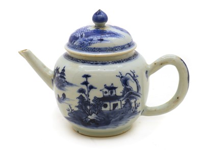 Lot 225 - A blue and white porcelain teapot and cover