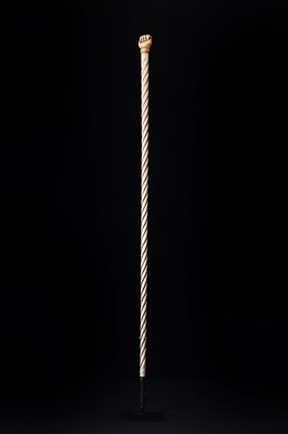 Lot 92 - A sailor's scrimshaw twist-carved whalebone cane