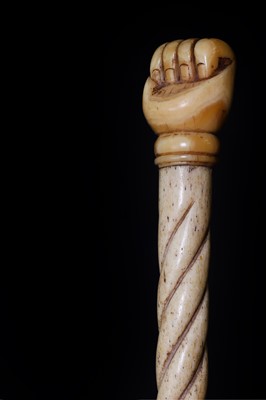 Lot 92 - A sailor's scrimshaw twist-carved whalebone cane