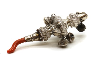 Lot 24 - A silver rattle