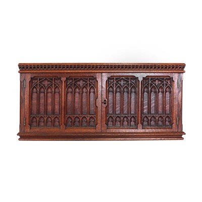 Lot 123 - A Victorian oak Gothic collector's cabinet