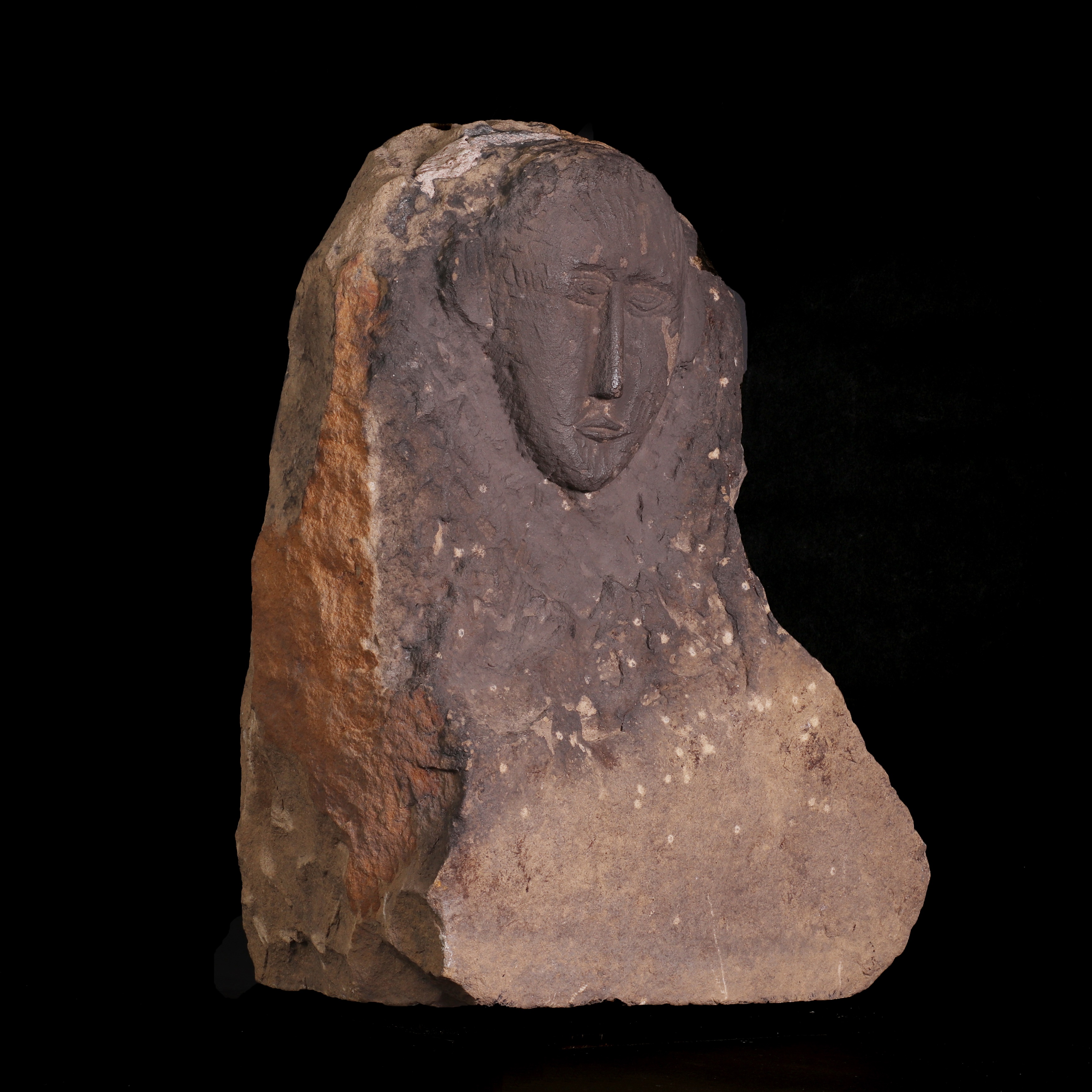 Lot 206 - A carved limestone Celtic votive head,