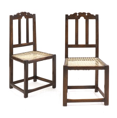 Lot 44 - An unusually large pair of hardwood chairs
