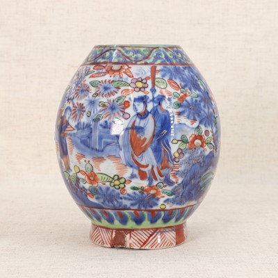 Lot 43 - A Chinese clobbered blue and white vase