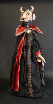 Lot 72 - A carved and painted wooden hand puppet of the Devil