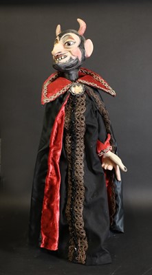 Lot 72 - A carved and painted wooden hand puppet of the Devil