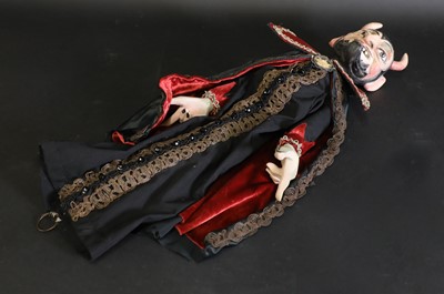 Lot 72 - A carved and painted wooden hand puppet of the Devil