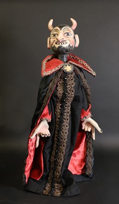 Lot 72 - A carved and painted wooden hand puppet of the Devil