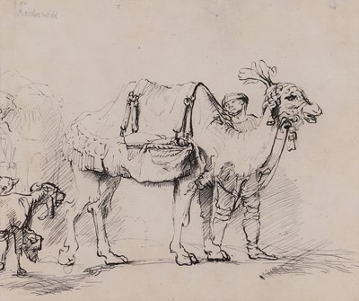 Lot 242 - School of Rembrandt Man leading a camel...
